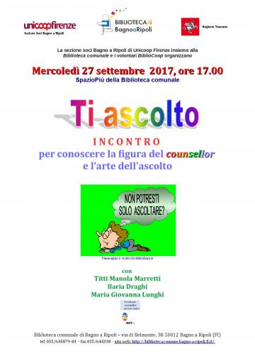 Ti ascolto: incontro per conoscere la figura del counsellor in Biblioteca mercoledì 27 settembre