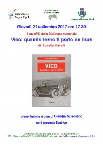 A tutto volume, il 21 settembre in biblioteca il libro 'Vico: quando torno ti porto un fiore'